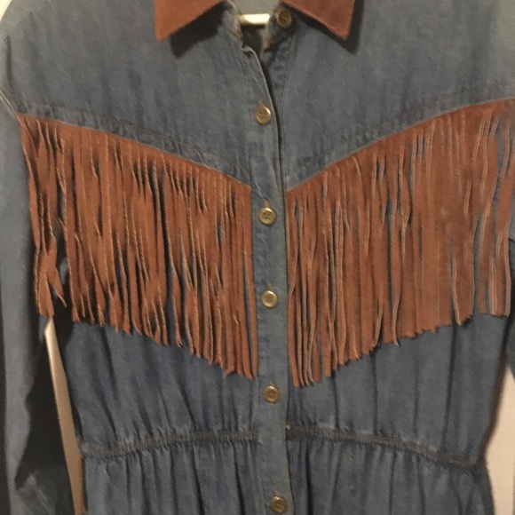 Leather and Denim Dress Size 8 - Picture 2 of 12